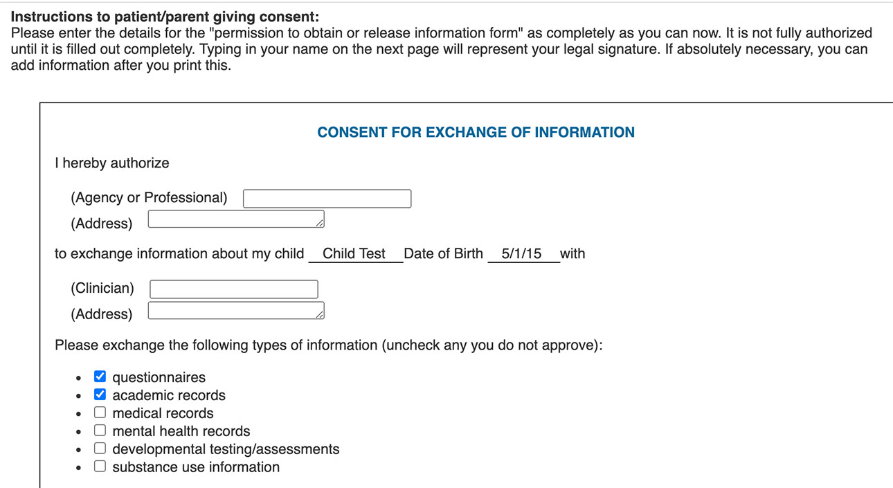 Consent for Exchange of Information