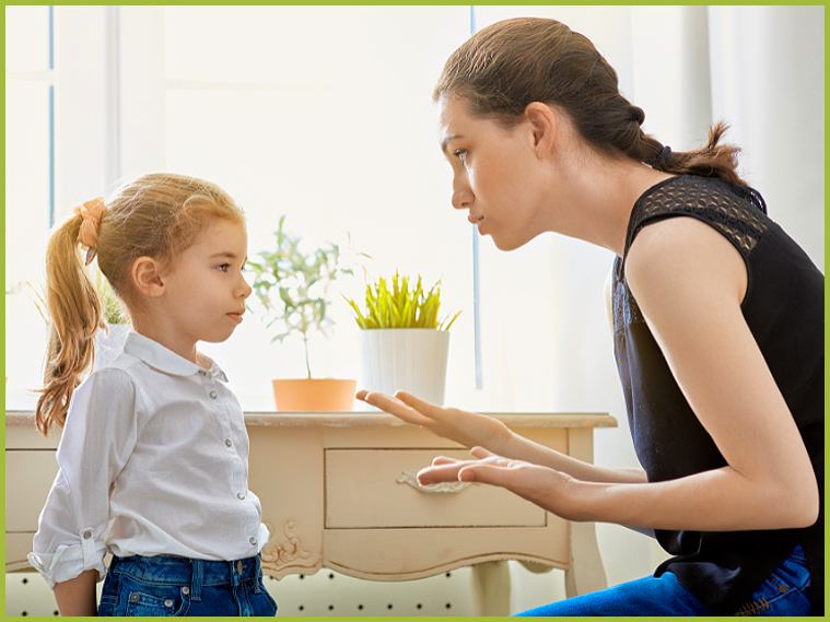 mother talking to child