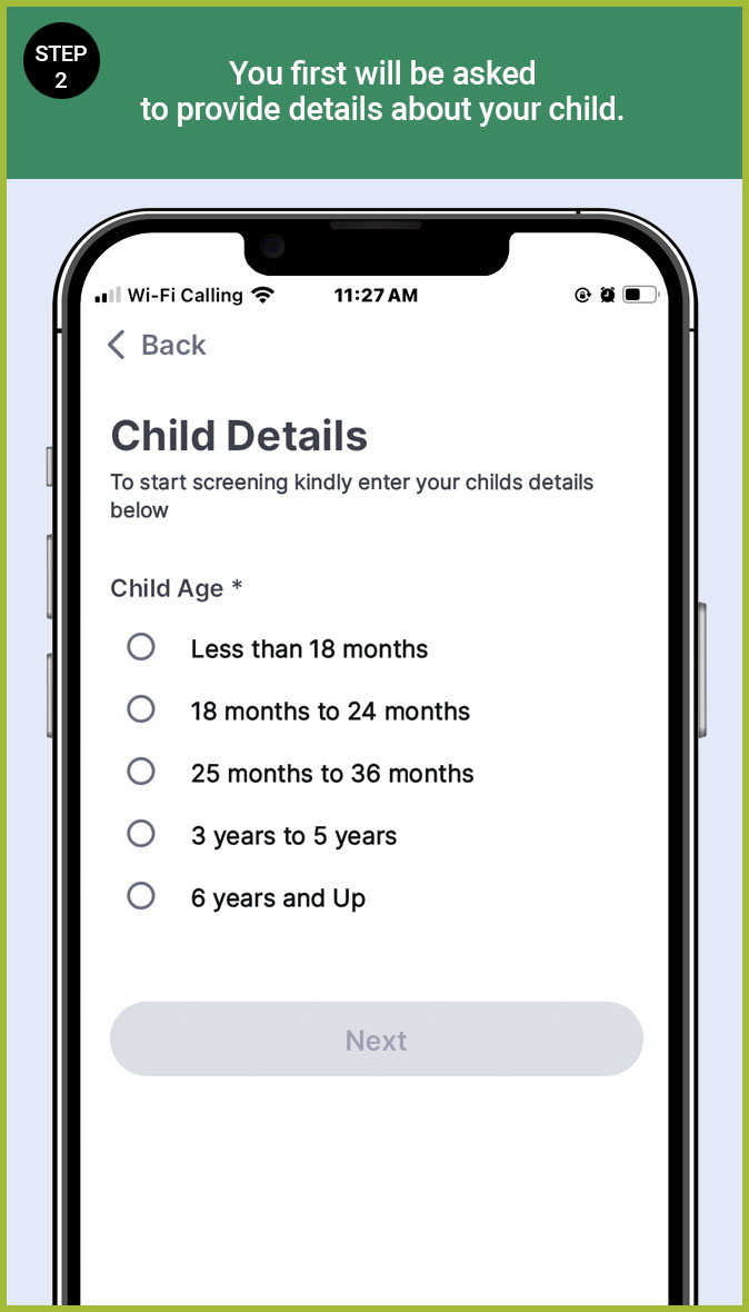 You will first be asked to provide details about your child.