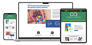 Coralis Health website shown on mobile, tablet and desktop